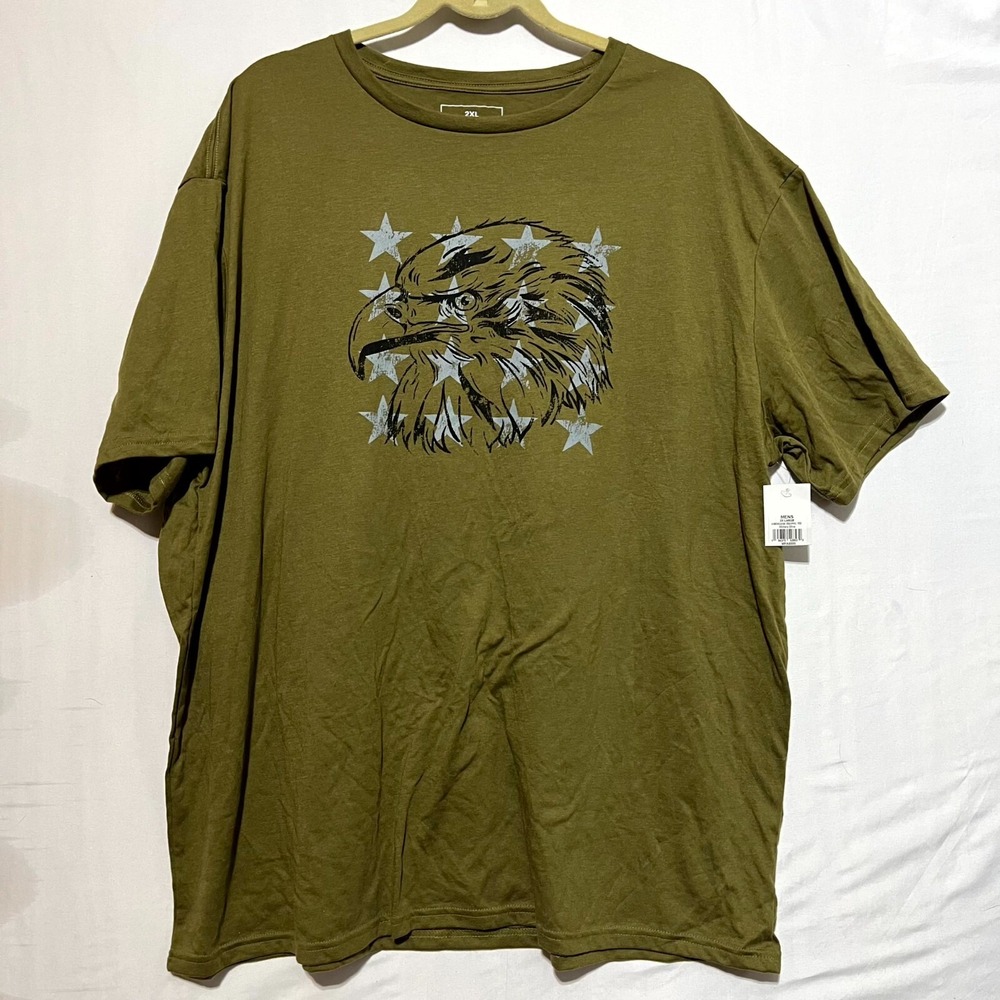 DSG Americana T-Shirt Men's 2XL Olive Green Logo Graphic Print Cotton Round Neck
